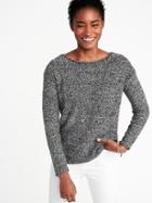 Old Navy Womens Lightweight Marled Bateau Sweater For Women Black Marl Size L