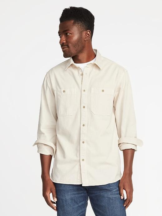 Old Navy Mens Regular-fit Garment-dyed Utility Shirt For Men Rolled Oats Size M