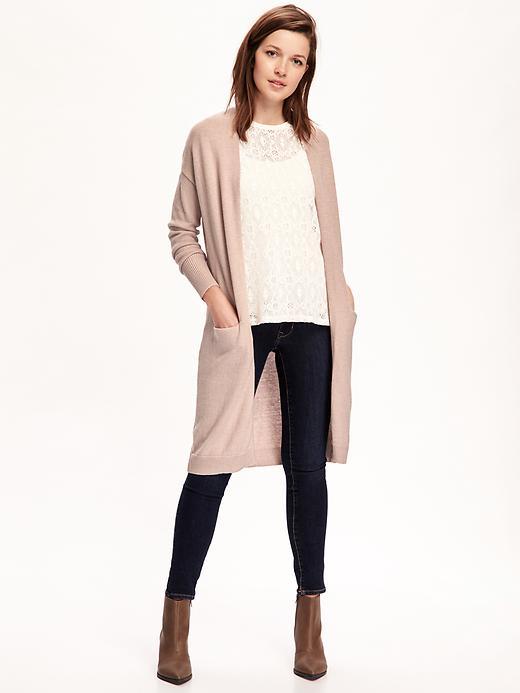 Old Navy Relaxed Open Front Long Sweater For Women - Blush