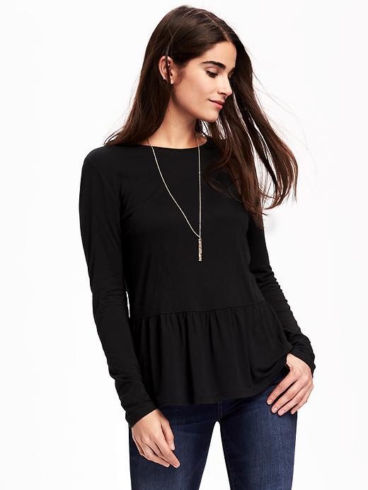 Old Navy Relaxed Peplum Hem Top For Women - Black T