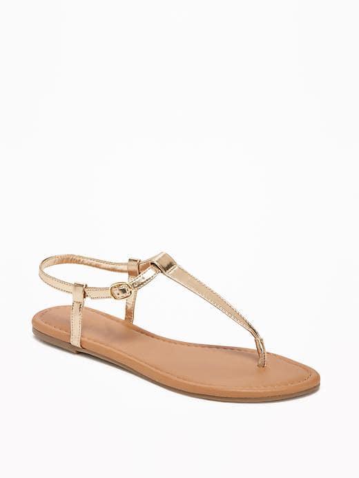 Old Navy T Strap Sandals For Women - Gold