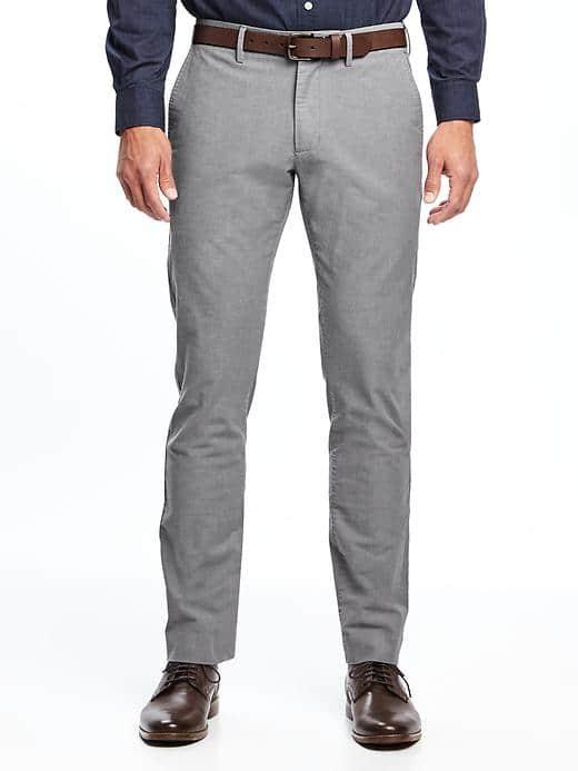 Old Navy Slim Signature Built In Flex Oxford Dress Pants For Men - Grey
