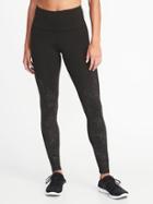 Old Navy Womens High-rise Foil-print Compression Leggings For Women Black Size Xl