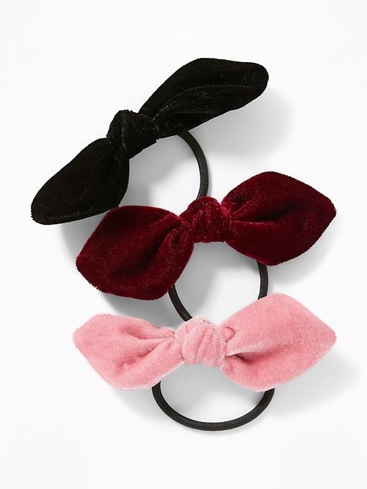 Old Navy Womens Velvet-bow Elastic Hair Tie 3-pack For Women Plush Velvet Size One Size