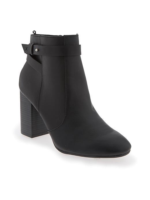 Old Navy Faux Leather Ankle Bootie With Zipper For Women Size 10 - Black