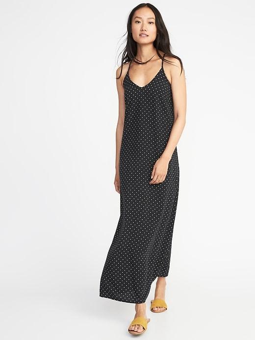 Old Navy Womens Printed V-neck Maxi Shift Dress For Women Black/white Dots Size Xs