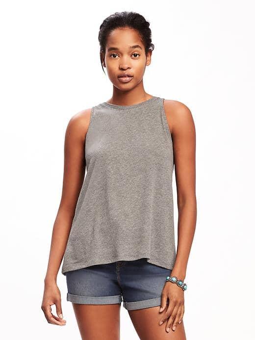Old Navy Relaxed Hi Lo Tank For Women - Dark Charcoal Gray