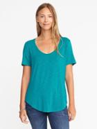 Old Navy Luxe Slub Knit Tee For Women - Emerging Emerald