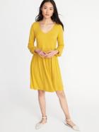Old Navy Womens Fit & Flare Jersey-knit Dress For Women Golden Glow Size S