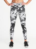 Old Navy Womens Mid-rise Camo Compression 7/8-length Leggings For Women Black/gray Camo Size Xl