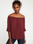 Old Navy Smocked Off The Shoulder Swing Top For Women - Gosh Garnet