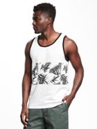 Old Navy Slub Knit Pieced Tank For Men - White Palm Print