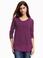 Old Navy Relaxed Chiffon Hem Sweater Knit Tee For Women - Deep Fuchsia
