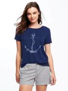 Old Navy Relaxed Graphic Crew Neck Tee For Women - Night Flight