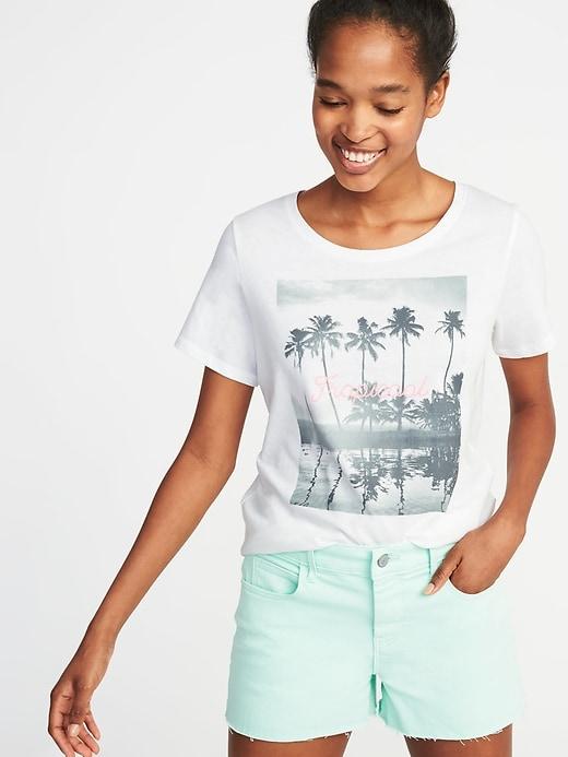 Old Navy Womens Everywear Graphic Crew-neck Tee For Women Fun Day Size Xl