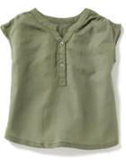 Old Navy Mandarin Collar Crepe Top - Olive Through This