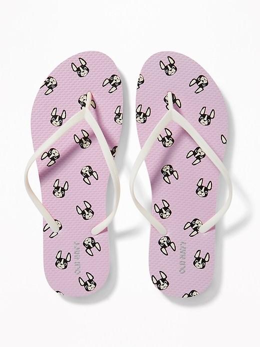Old Navy Womens Patterned Flip-flops For Women Frenchie Dog Size 8