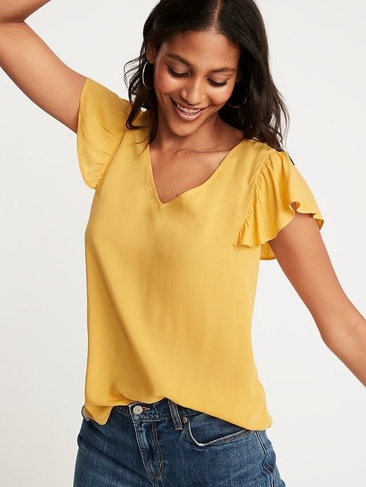 Lightweight Flutter-sleeve Blouse For Women