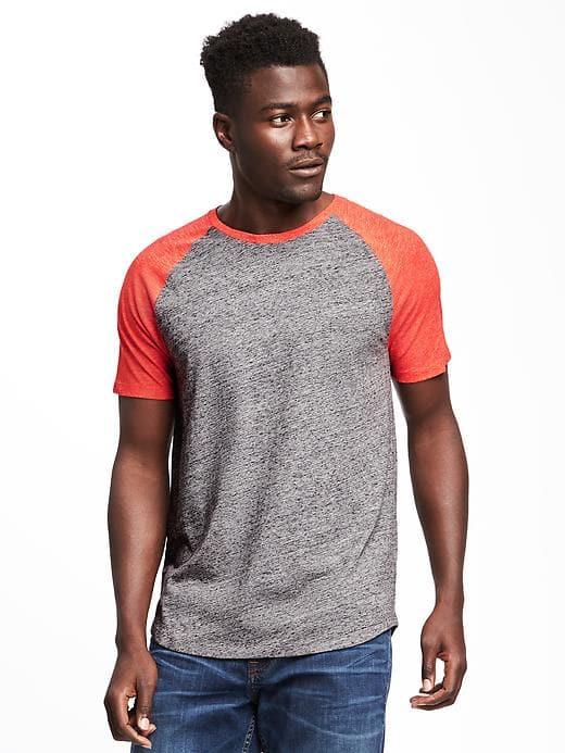 Old Navy Soft Washed Color Blocked Raglan Tee For Men - Heather Gray