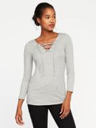 Old Navy Semi Fitted Lace Up Top For Women - Gray