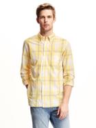 Old Navy Regular Fit Classic Plaid Shirt For Men - Monet Blue