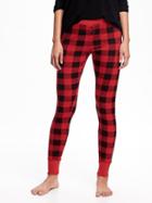 Old Navy Patterned Waffle Knit Leggings For Women - Red Buffalo Plaid