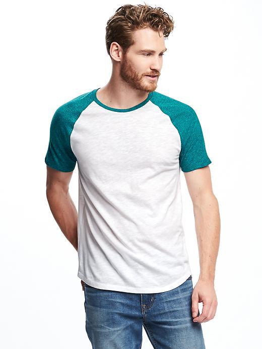 Old Navy Color Block Raglan Tee For Men - Teal