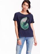 Old Navy Womens Dolman Sleeve Graphic Tees Size Xs - Lost At Sea Navy