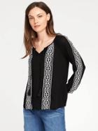 Old Navy Embroidered Swing Blouse For Women - Blackjack