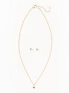 Old Navy Heart Pendant Necklace And Stud Earrings For Women - Gold