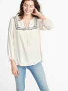 Old Navy Womens Relaxed Embroidered Tunic For Women Creme De La Creme Size L