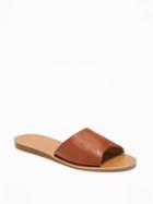 Old Navy Faux Leather Slide Sandals For Women - Cognac Brown