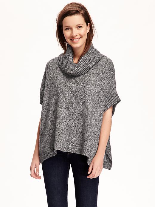 Old Navy Cowl Neck Poncho For Women - Black Marl