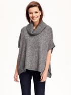 Old Navy Cowl Neck Poncho For Women - Black Marl