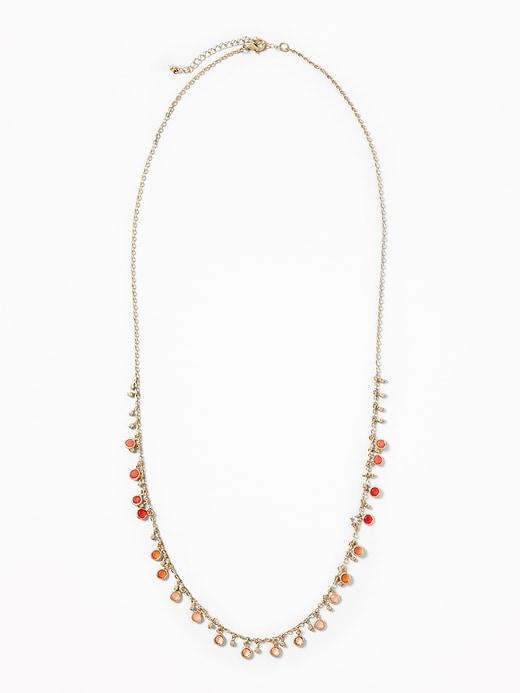 Old Navy Womens Long Enamel-disc Necklace For Women Coral Blush Size One Size