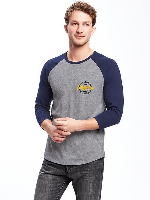 Old Navy Graphic Raglan Sleeve Tee For Men - Heather Gray