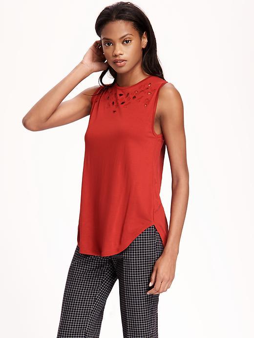 Old Navy Relaxed Cutout Top For Women - Red Spice