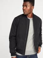 Old Navy Mens Water-resistant Nylon Bomber Jacket For Men Black Size L
