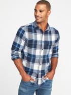 Old Navy Mens Regular-fit Built-in Flex Plaid Flannel Shirt For Men Blue Plaid Size Xxl