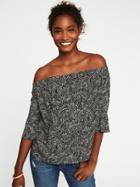 Old Navy Printed Off The Shoulder Swing Top For Women - Black/white