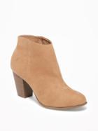 Old Navy Womens Sueded Block-heel Booties For Women Caramel Size 10