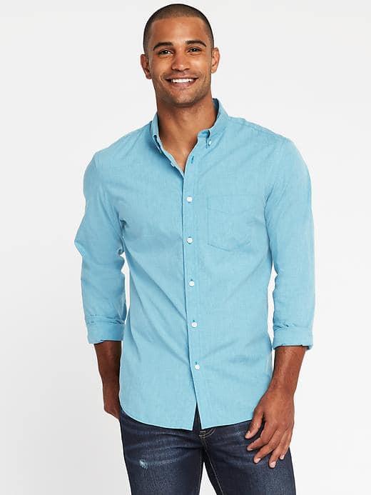 Old Navy Slim Fit Poplin Shirt For Men - Pacific Rim