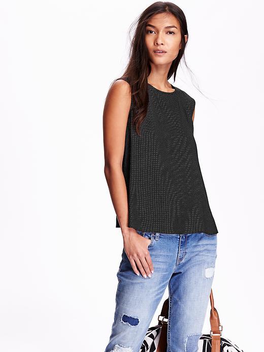 Old Navy Womens Sleeveless Trapeze Blouse Size L - Black/white Dots