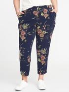 Old Navy Womens Smooth & Slim Mid-rise Plus-size Harper Pants Navy Floral Size 28