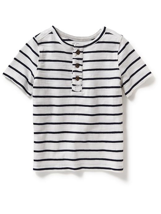 Old Navy Henley Short Sleeve - Blue/white Stripe