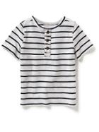 Old Navy Henley Short Sleeve - Blue/white Stripe