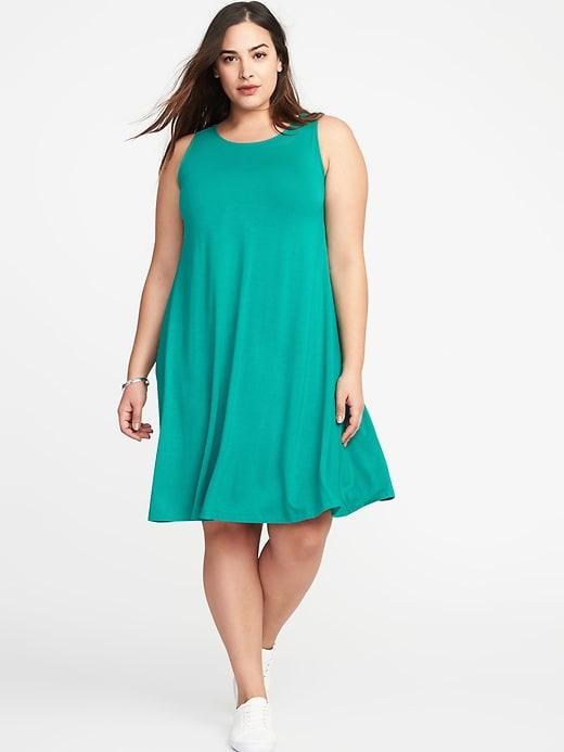 Old Navy Womens Sleeveless Plus-size Jersey-knit Swing Dress Teal Size 1x