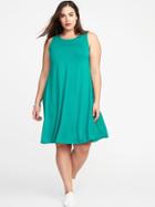 Old Navy Womens Sleeveless Plus-size Jersey-knit Swing Dress Teal Size 1x