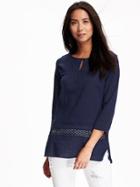 Old Navy Lace Crochet Gauze Tunic For Women - Lost At Sea Navy