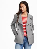 Old Navy Wool Peacoat For Women - Light Grey Heather